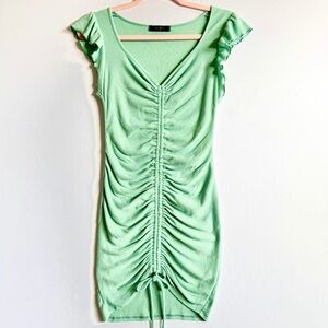 2 Saints Mint Green Ruched Bodycon Mini Dress S Fairycore Coquette Y2K